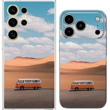 Orange 70s Peace Van Road Trip Case Cover Silicone / Shockproof / Magnetic