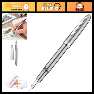 Solid Titanium Fountain Pen, Medium Jowo Nib, Piston Fill, Ink Window, Wrench &