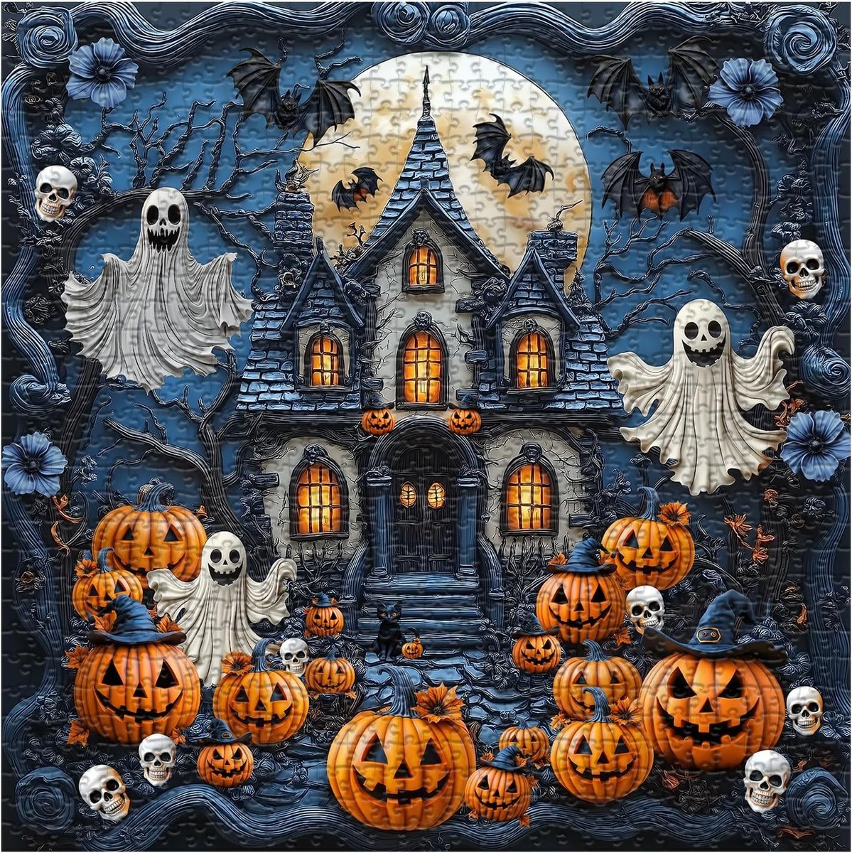 Halloween Puzzles for Adults 1000 Pieces，Haunted House Ghost