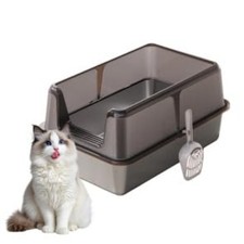 Stainless Steel Cat Litter Box, Large Enclosed Metal Litter Pan with Lid  Scoop