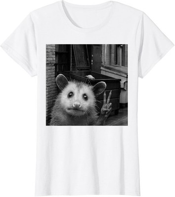 Opossum Selfie With Trash Bin Funny Gifts Design Fun Ladies' Crewneck T-Shirt