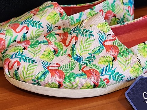 Zapatos Toms X Paper Source Edición Limitada Alpargata Mujer Flamencos NUEVOS TALLA 6.5 - Imagen 2 de 5