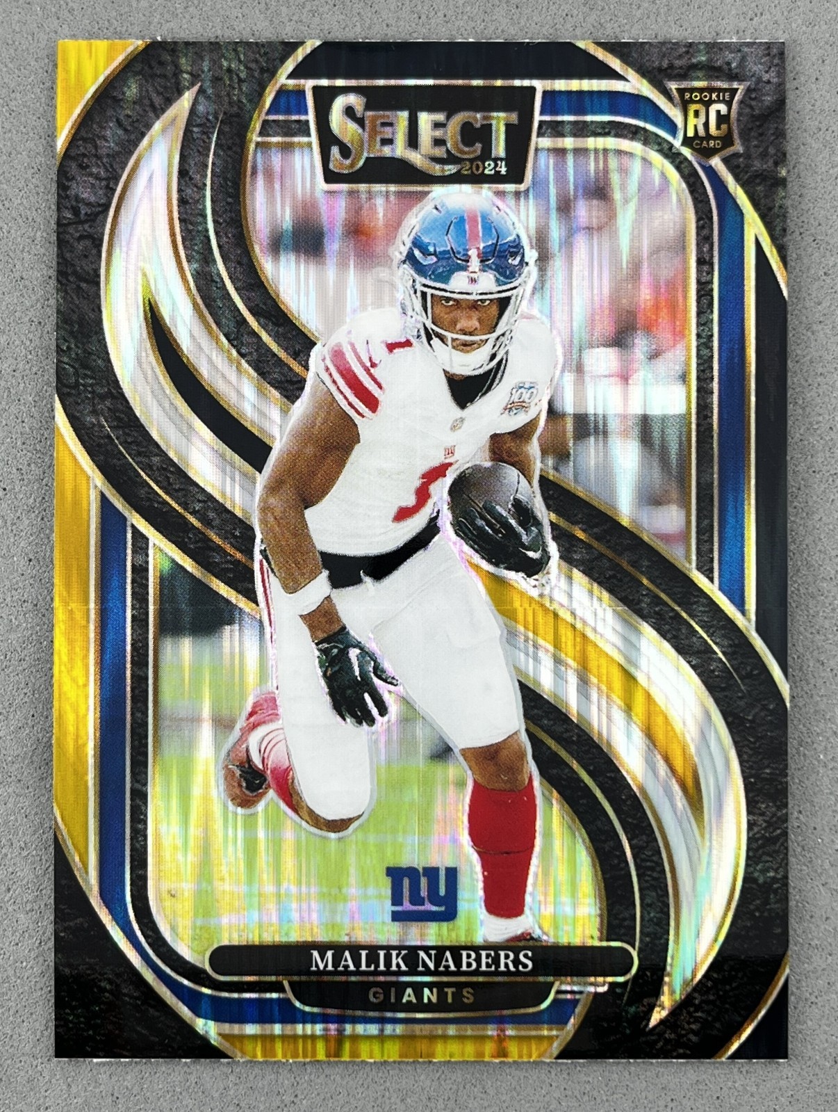 Malik Nabers 2024 Panini Select Football #116 Black and Gold Shock Prizm RC