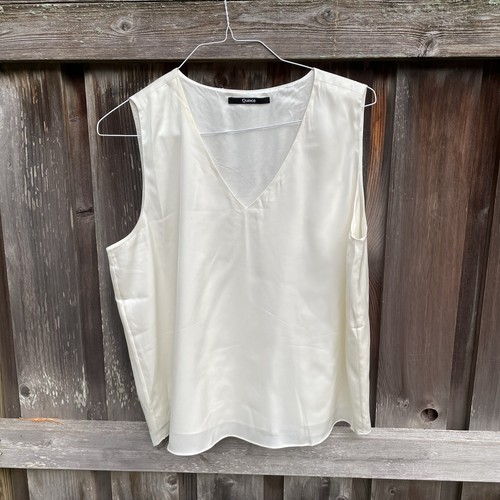 Quince Blouse Women's Size XL Stretch Silk Shirt Tank Top Ivory Lined Shell