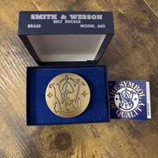 Vintage 1979 Smith Wesson Model 660 "The Symbol of Quality" Brass Belt Buckle