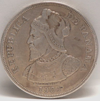 Panama, 1904 50 Centesioms. KM5, silvr, .7234oa, EF - AU, 11-17