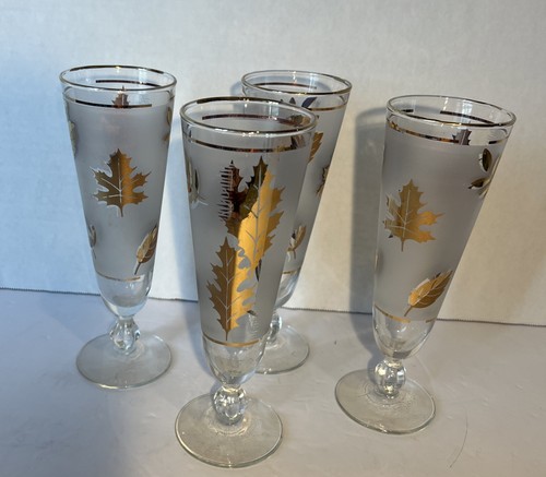 Vasos Pilsner vintage Libbey Gold Leaf 8-3/4" 12 oz - Lote de 4 - Imagen 3 de 9