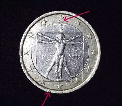 #ad Rare ITALY 1 EURO Coin 2002 errors $320.00