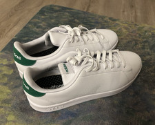 adidas Men s White/Green Leather Lace-Up Snea...