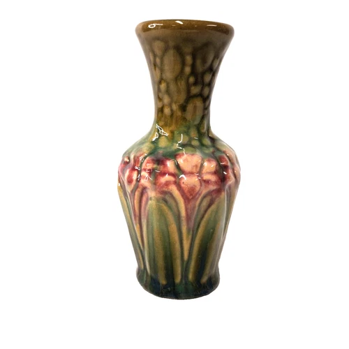 Vintage Brush McCoy Amaryllis Majolica Vase Green Blended 4 Inch USA