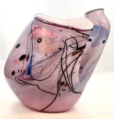 Stephen Nelson Daniel Gaumer LARGE Signed Art Glass Vase Double Vision 13'' 1991
