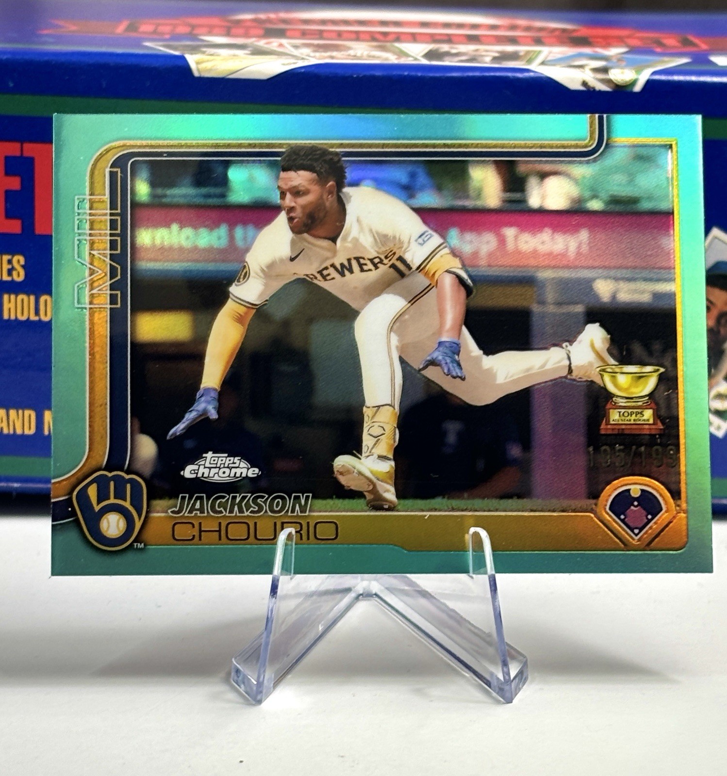 2025 Topps Chrome - Jackson Chourio #262 Aqua Refractor /199 Brewers Rookie Cup