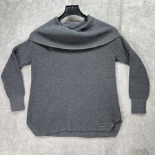 Women s Michael Kors Gray Cowl Neck Waffle Knit Sweater Pullover Size Small