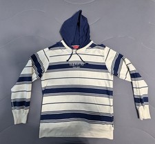 Supreme Otoño/Invierno 2016 Rayas Capucha Cuello Redondo Logo Clásico Azul/Crema XL