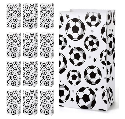 30Pcs Paper Party Favor Bag Soccer PrintFootball Themed Party Favors