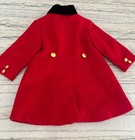 Vintage Polo Ralph Lauren Toddler Girls Red Wool Pea Coat Velvet Collar 12-24 M — photo 3