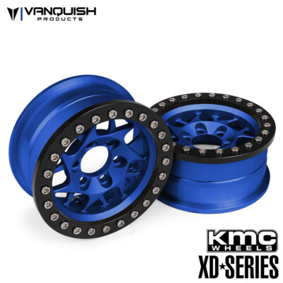 Vanquish 07714 KMC XD127 Bully 1.9'' Beadlock Wheels (Blue/Black) (2)