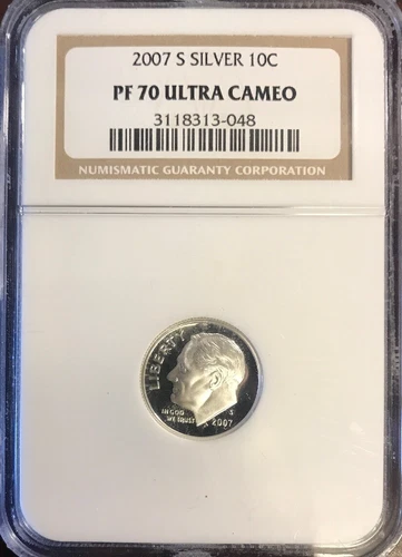 2007-S Silver 10C PF70 Ultra Cameo NGC (SB2:N)