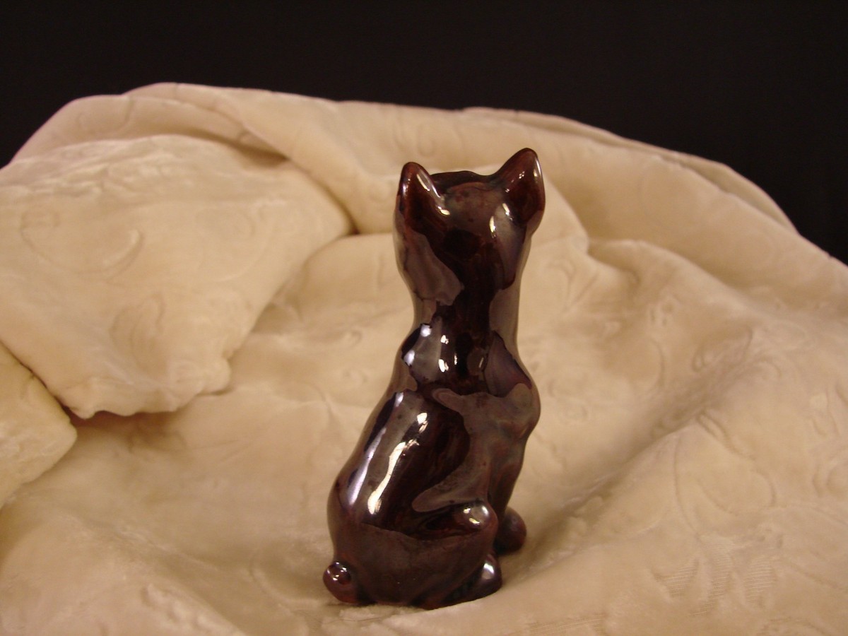 Vintage Redware Clay Pottery BOXER Dog Puppy Figurine Stamped