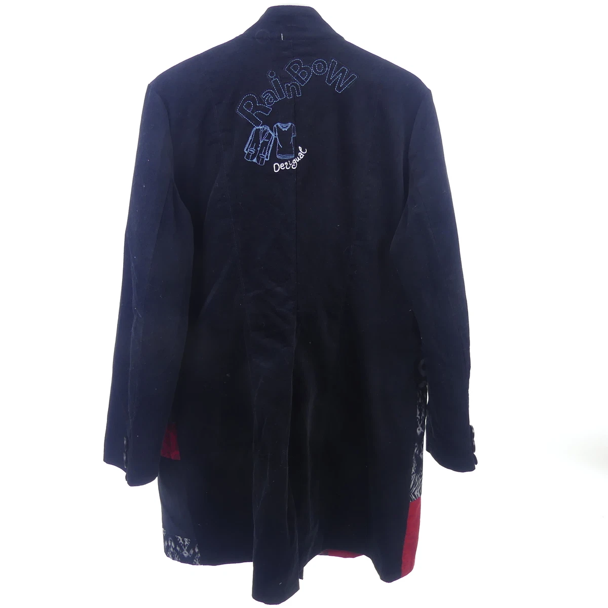 DESIGUAL Mantel Coat Schwarz Rot Cord Gr. 48