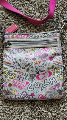 Coach Poppy Butterfly Graffiti Cross Body Purse Bag | eBay