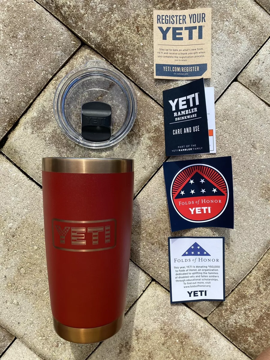 YETI Rambler 20 oz Tumbler “Folds of Honor” Brick Red/Copper