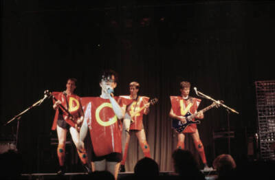 Devo Us New Wave Band Dressed In Red Plastic Ponchos 1980s OLD MUSIC PHOTO