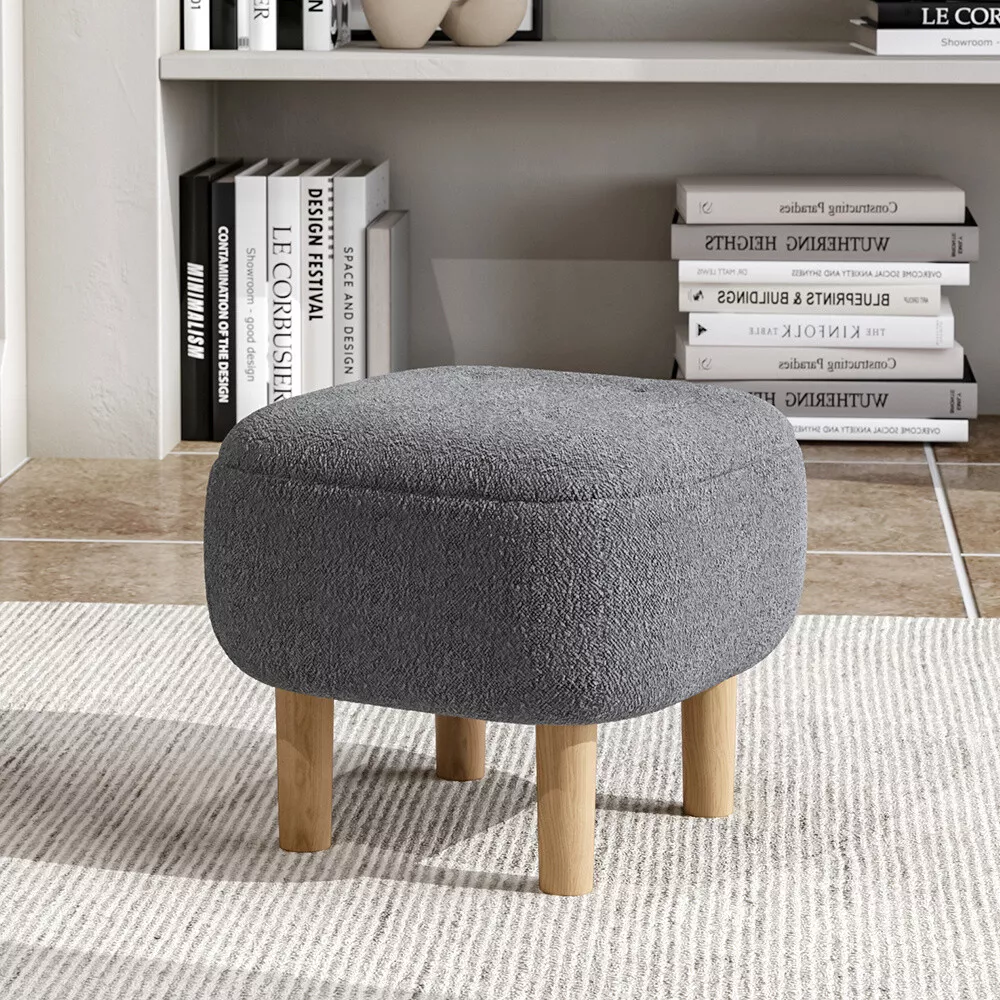 Grey fabric pouffe online