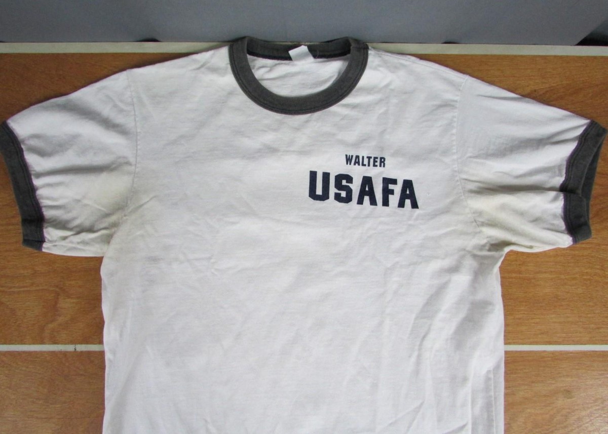 Vintage 1970s US Air Force Academy White Ringer T Shirt Cotton
