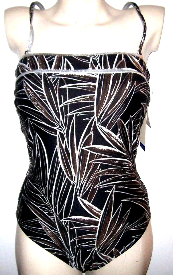 NEW GOTTEX SWIMSUIT 1 pc one piece tank bathing suit brown Bamboo Garden size 10 - Image 2 of 3