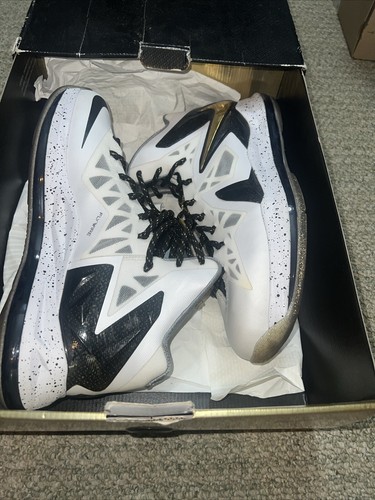 Size 12 - Nike LeBron 10 P.S. Elite+ White Gold Black Brand New Deadstock OG - Picture 15 of 15