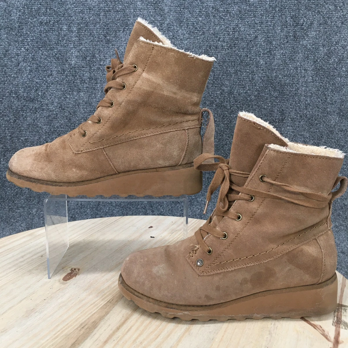 Bearpaw Boots Womens 7 Krista Winter Ankle Wedge Lace Up 2025W