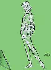 Poster print.Interior design Art.Retro fashion.Green.Modeling.6314