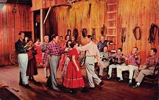 Berea KY Kentucky Renfro Valley Log Cabin Square Barn Dance Vtg Postcard A64
