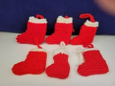 Vintage Christmas  Ornament Stockings handmade Artisan Knitted Lot Assorted Size