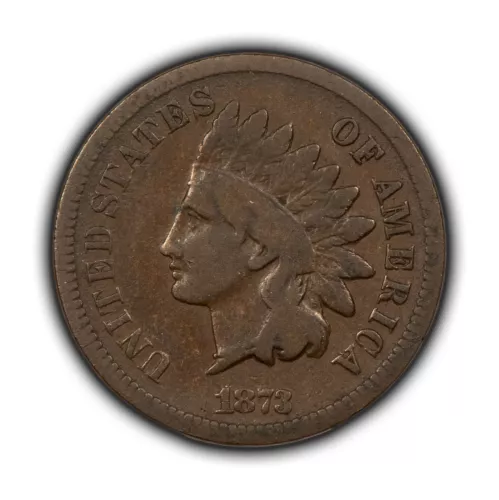 1873 1c Indian Small Cent - Chocolate Brown - Open 3 - Fine Semi Key - SKU-Y5840