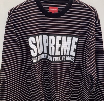 2021SS Supreme Thin Stripe L/S Top 黒 XL シュプリームオンライン購入品