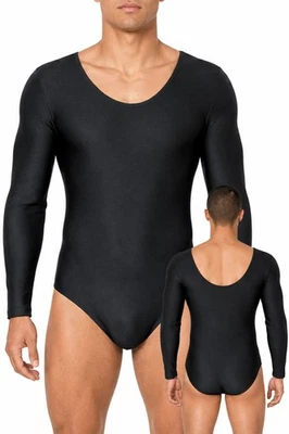 Herren Body lange Ärmel Glanz Gymnastikbody stretch shiny elastischer Sportbody - Bild 1 von 4