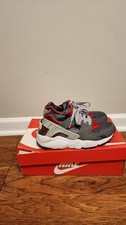 Nike Air Huarache Run GS Youth Grey Red Running Shoes Sneaker 654275-018 Size 6Y