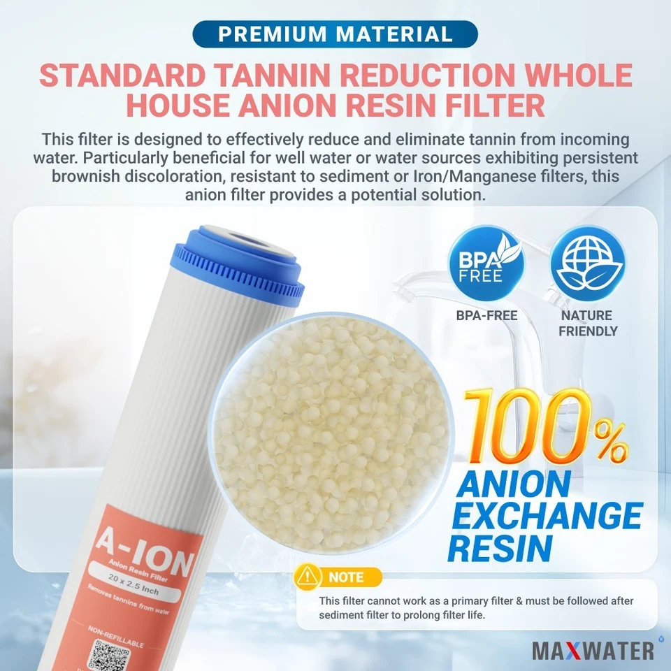 20"x 2.5" Tannins reduction Anion resin water filter (for Tannin Reduction Only) - Image 3 of 4