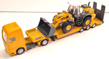 Zugmaschiene MAN mit Tieflader und Radlader Liebherr H0 von SIKU