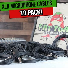 FAT TOAD Microphone Cords 20FT - 10 PACK XLR Cable Female Male 3 Pin Recording