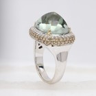 18k Green Amethyst Ring Solid 18k White Gold and Diamonds Vintage Sugarloaf Cut — photo 1