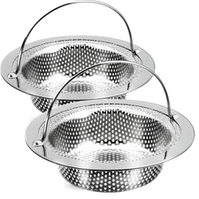 Giramika 2 Pack Kitchen Sink Drain Strainer with Handle, Stainless Steel