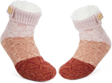 Women's Winter Slipper Socks with Grippers, Warm Cozy Fuzzy Fleece-lined Cabin S