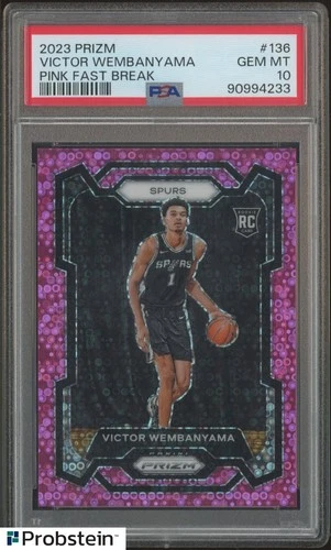 2023 Panini Pink Fast Break Prizm #136 Victor Wembanyama RC Rookie 39/50 PSA 10