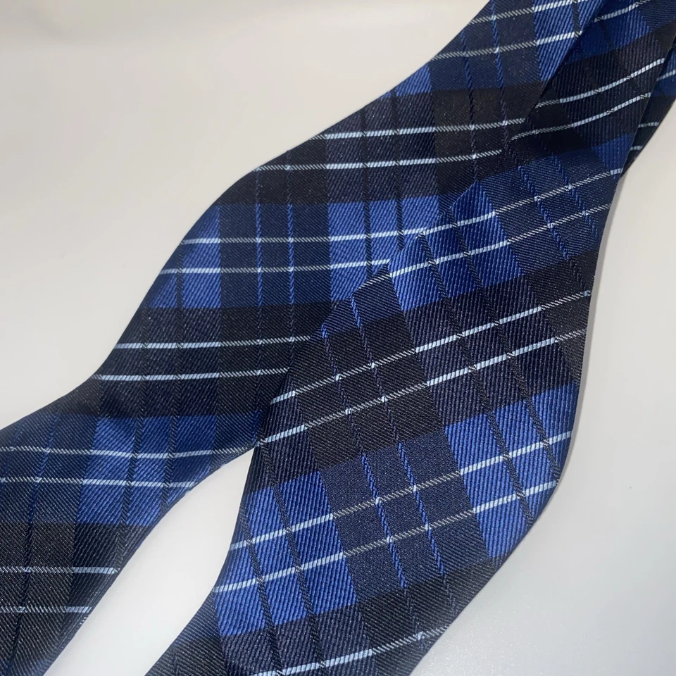 Pajarita PenSee 100 % seda para hombre - azul a cuadros - hecha a mano - corbata automática - ajustable - ¡BONITA! Foto 2 de 4