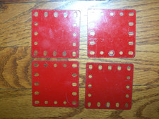 Gilbert /Erector Set Part 14: 5 x 5 Hole RED Flat Base Plates - Lot of 4