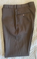 INCOTEX CLASSIC fit Micro Stripe Super 120's Wool Pant in Brown Size 32 395