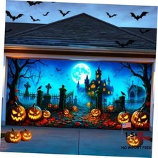 Halloween Garage Door Cover 7 x 16 Ft Large Hanging Backdrop Door Banner